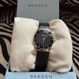 Skagen Black Leather Watch Strap